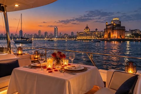 Candle Light Dinner on a Private Yacht in Mumbai - private yacht charter in Mumbai